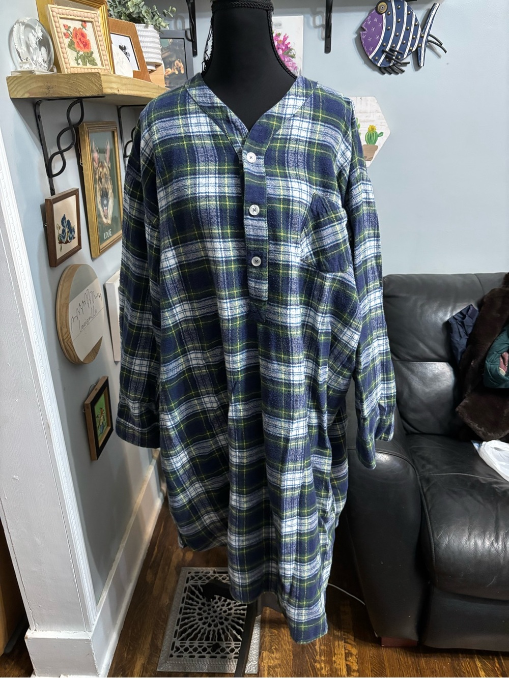 Vtg The Vermont country store womens 2XL plaid flannel sleepshirt nightgown